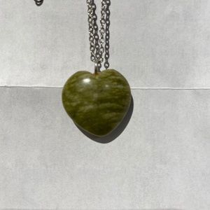 Irish Connemara marble puffed heart necklace
